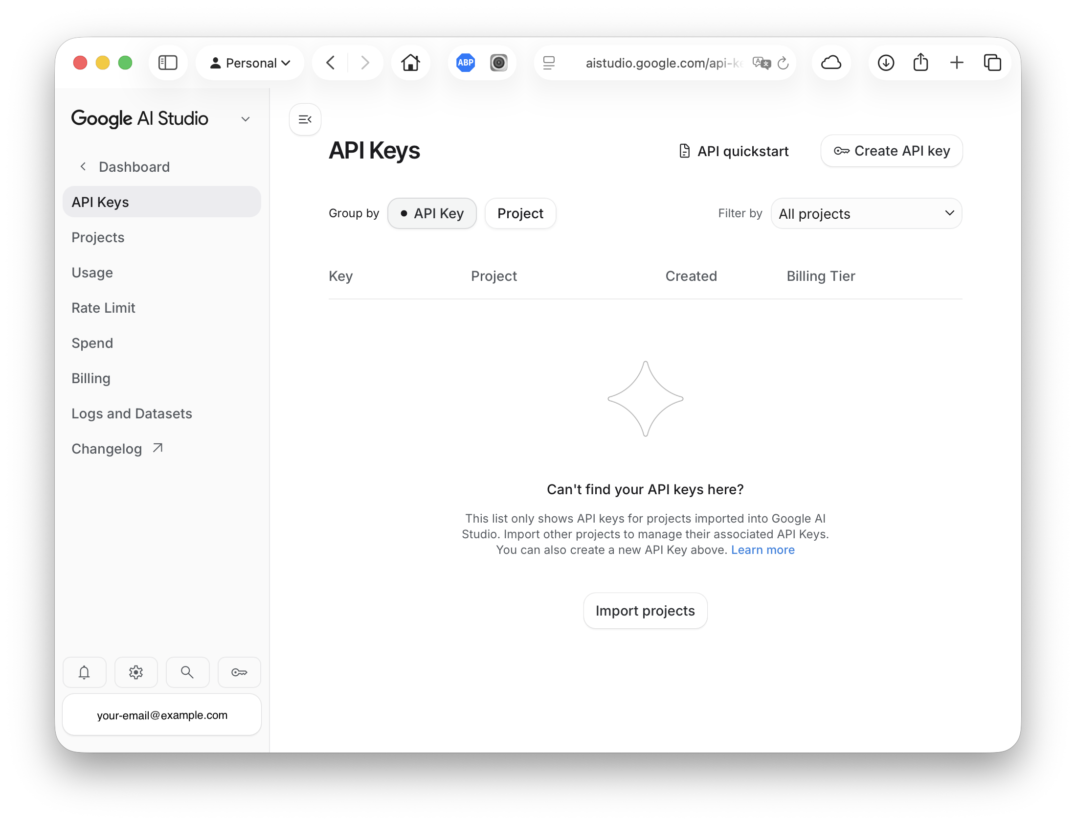Google AI Studio API keys